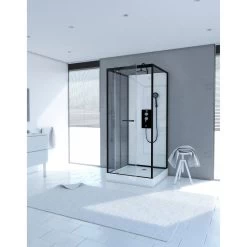 Cabine De Douche L.80 X L.80 Cm Blanc, Verre Transparente, City
