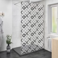 Sticker Paroi De Douche 100x200cm Céramique Noir, PLAGE