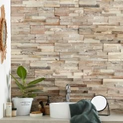 Plaquette De Parement Bois Effet Bois Blanc White Wash Intérieur