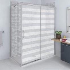 Sticker Paroi De Douche 100x200cm Marinière Grise, PLAGE