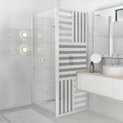 Sticker Paroi De Douche 100x200cm Damier Anthracite, PLAGE