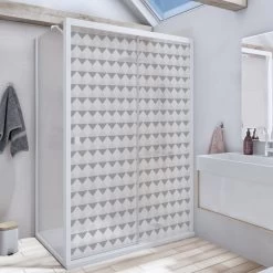 Sticker Paroi De Douche 100x200cm Triangles Gris, PLAGE