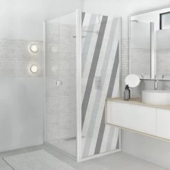 Sticker Paroi De Douche 100x200cm Oblique Anthracite, PLAGE