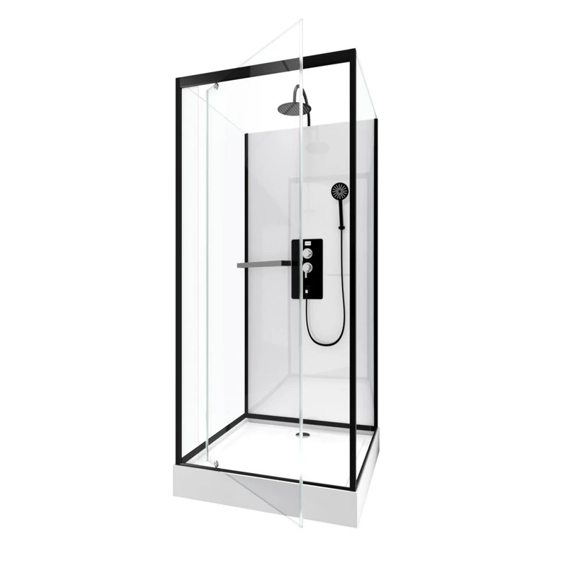 Cabine De Douche L.80 X L.80 Cm Blanc, Verre Transparente, City 2 Cabine De Douche L.80 X L.80 Cm Blanc, Verre Transparente, City – Image 2