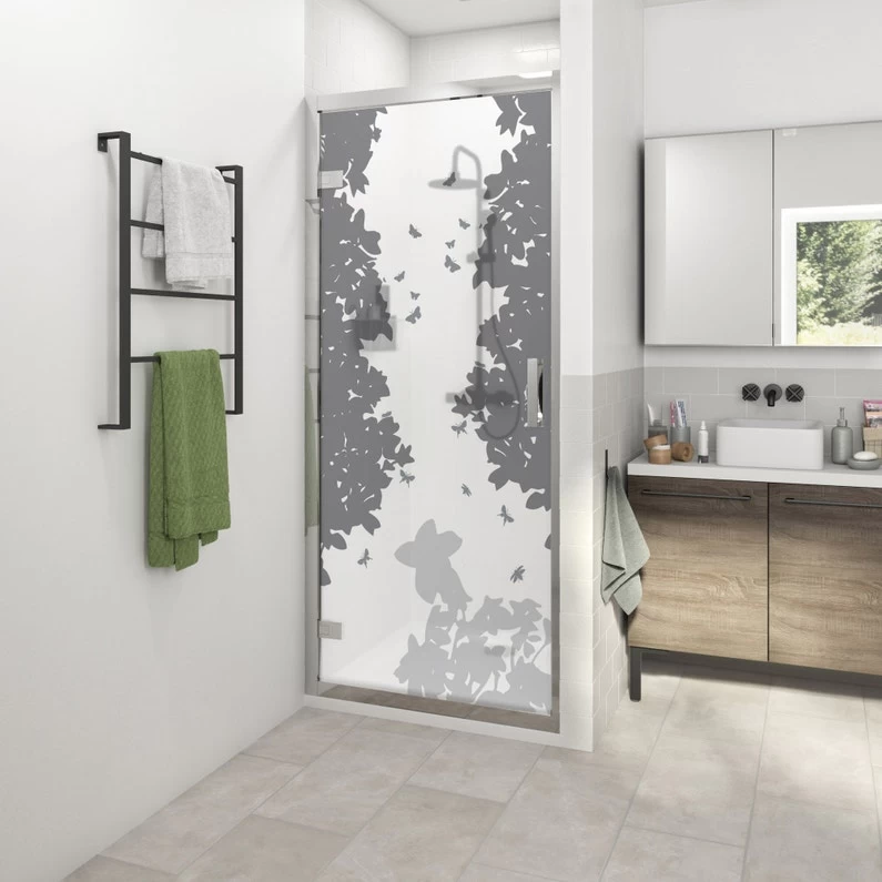 Sticker Paroi De Douche 100x200cm Feuillage Noir, PLAGE 1 Sticker Paroi De Douche 100x200cm Feuillage Noir, PLAGE