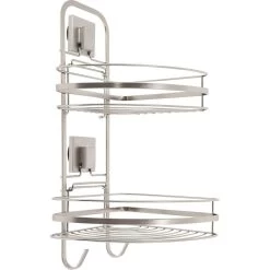 Etagère De Bain / Douche D’angle à Ventouse, Satin, Bestlock Palladium
