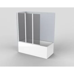 Pare-baignoire 3 Volets Intégral, H.140 X L.130 Cm