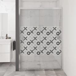 Sticker Paroi De Douche 100x100cm Céramique Gris, PLAGE