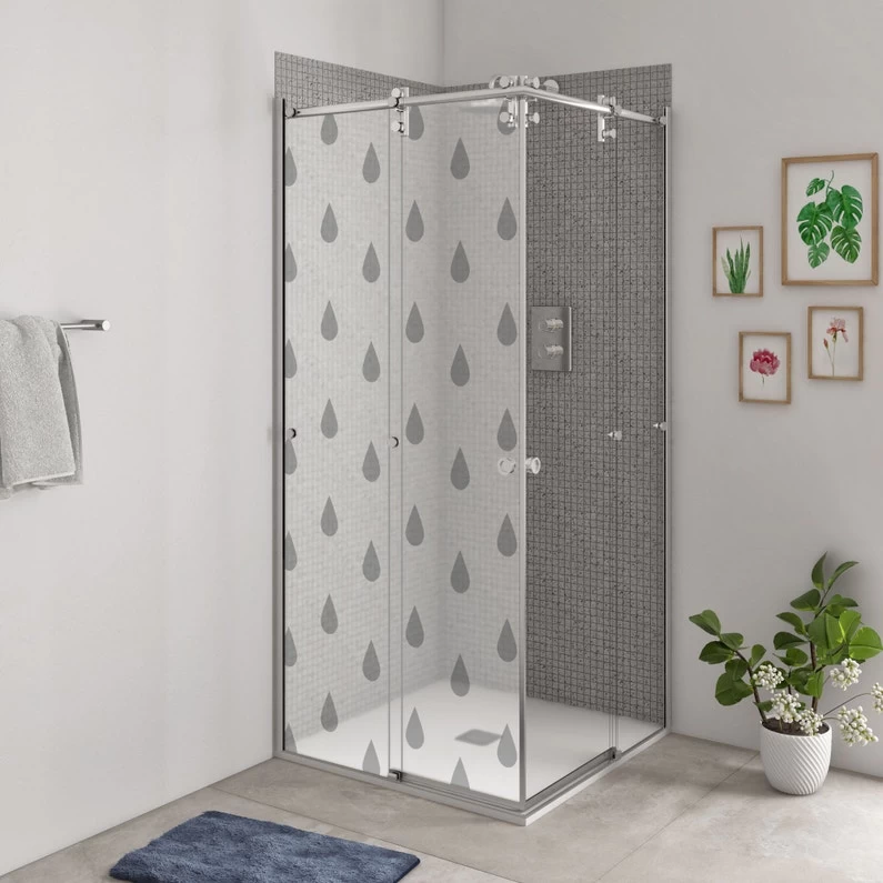 Sticker Paroi De Douche 100x200cm Ruissellement Gris, PLAGE 1 Sticker Paroi De Douche 100x200cm Ruissellement Gris, PLAGE