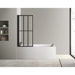 Pare-baignoire 1 Volet Pivotant H.140 X L.71 Cm Lift “atelier” Finition Noir Mat