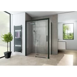 Paroi Latérale, L.90 Cm Verre Transparent 8 Mm Adena Noir