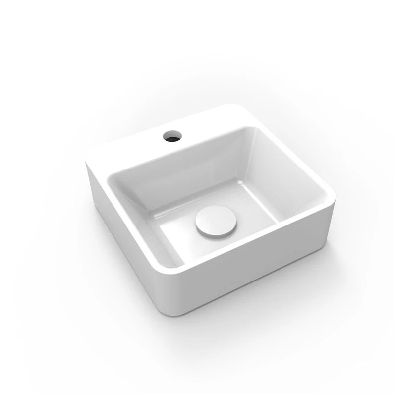 Lave-mains Résine Carré Blanc L.30 X P.30 Cm, Smart 1 Lave-mains Résine Carré Blanc L.30 X P.30 Cm, Smart