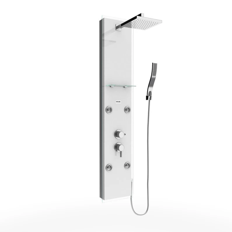 Colonne De Douche Hydromassante Avec Robinetterie, Blanc, Glass 1 Colonne De Douche Hydromassante Avec Robinetterie, Blanc, Glass
