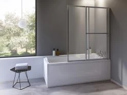 Pare-baignoire 2 Volets Pivotant Coulissant, H.140 X L.123 Cm Lift Argent