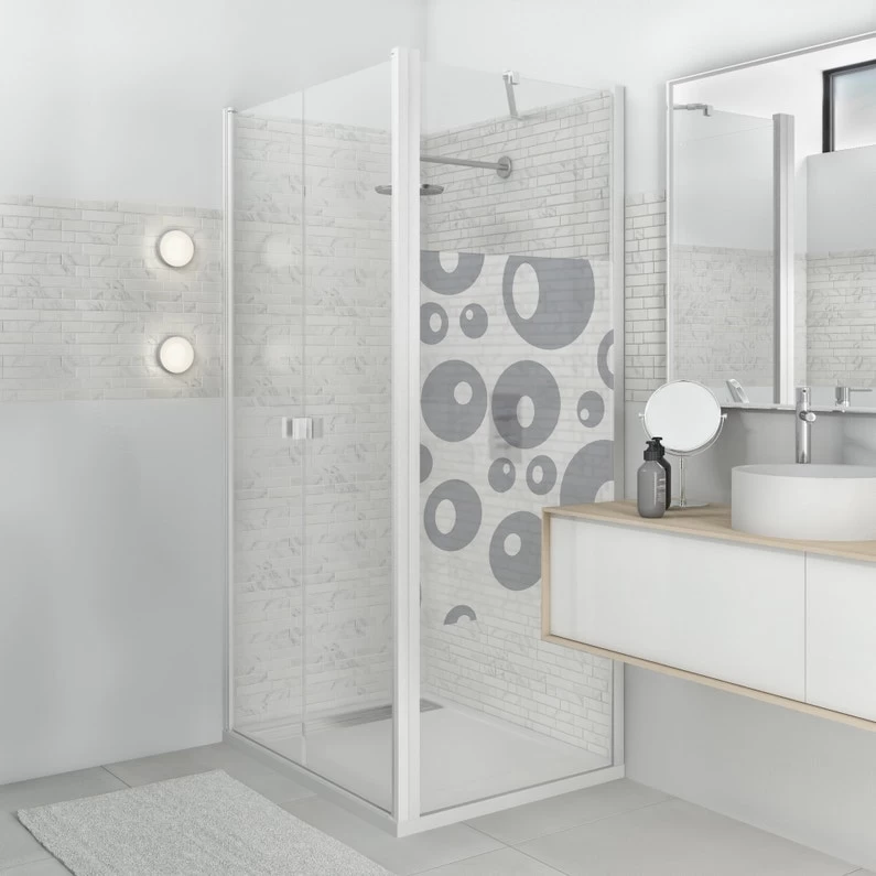 Sticker Paroi De Douche 100x100cm Bulles, PLAGE 1 Sticker Paroi De Douche 100x100cm Bulles, PLAGE