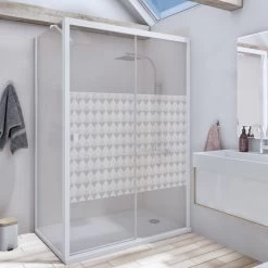 Sticker Paroi De Douche 100x100cm Triangles Gris, PLAGE