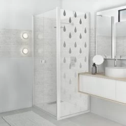 Sticker Paroi De Douche 100x200cm Ruissellement Gris Clair, PLAGE