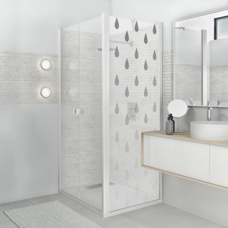 Sticker Paroi De Douche 100x200cm Ruissellement Gris Clair, PLAGE 1 Sticker Paroi De Douche 100x200cm Ruissellement Gris Clair, PLAGE