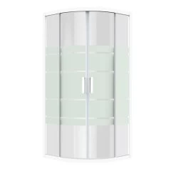 Porte De Douche Coulissante, Angle 1/4 De Cercle, 90 X 90 Cm, Sérigraphié, Charm