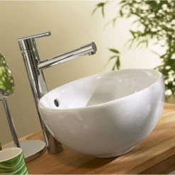 Salle De Bain Magasin 23 Vasque à Poser Céramique Diam.31 Cm Blanc Tibet