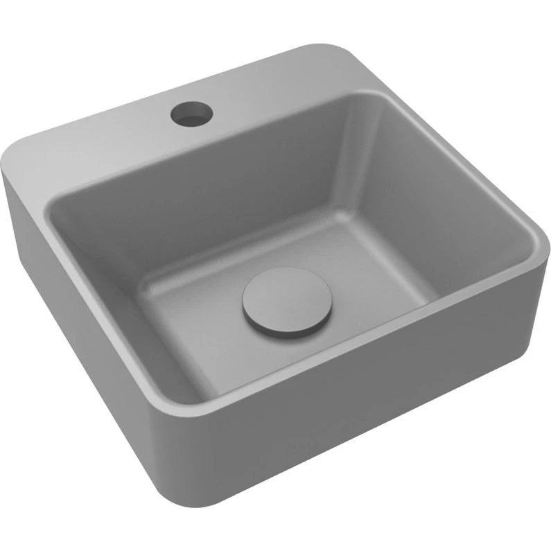 Lave-mains Résine Carré Gris L.30 X P.30 Cm, Smart 1 Lave-mains Résine Carré Gris L.30 X P.30 Cm, Smart