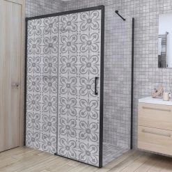 Sticker Paroi De Douche 100x200cm Borella Gris, PLAGE