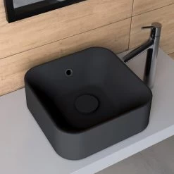 Vasque à Poser Résine De Synthèse L.38 X P.38 Cm Noir, SENSEA Capsule
