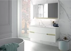 Armoire De Toilette Lumineuse L. 130 Cm, Blanc Mat, DECOTEC Egerie -Salle De Bain Magasin 8 11
