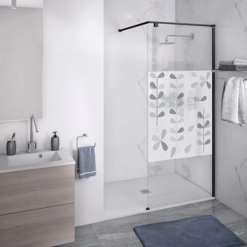 Sticker Paroi De Douche 100x100cm Clarisse Gris, PLAGE 1 Sticker Paroi De Douche 100x100cm Clarisse Gris, PLAGE