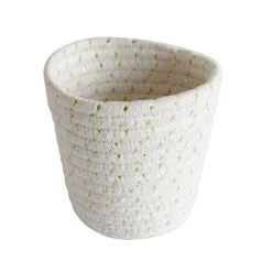 Panier En Coton Blanc Et Or, Mini Cordou