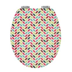 Abattant Frein De Chute Déclipsable Multicolore Bois Compressé Vintage Patern