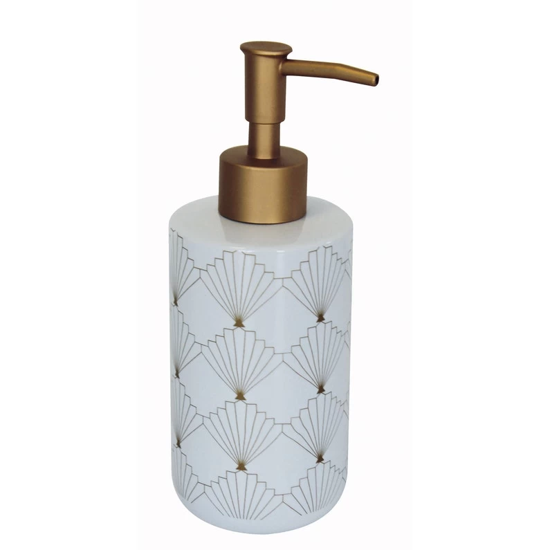 Distributeur De Savon Céramique Gatsby Gold, Blanc 1 Distributeur De Savon Céramique Gatsby Gold, Blanc