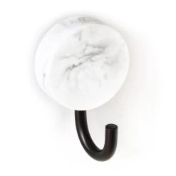 Patère 1 Tête Metal Noir, Résine Imitation Marbre Cloud
