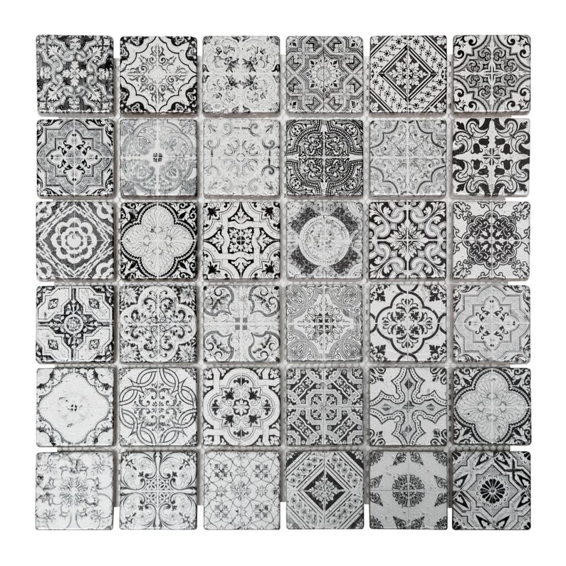 Mosaïque Mur Renaissance Noir/ Gris/blanc 30.5 X 30.5 Cm 1 Mosaïque Mur Renaissance Noir/ Gris/blanc 30.5 X 30.5 Cm