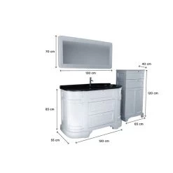 Meuble Salle De Bains 4 Pièces L.130 X H.83 X P.55 Cm, Blanc Et Noir, Charleston -Salle De Bain Magasin 82064804 4 0 5798252 h 000000000000