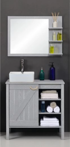 Meuble Salle De Bains 3 Pièces L.85 X H.60 X P.50 Cm, Gris, Seaside