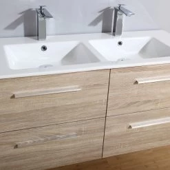 Meuble Salle De Bains 3 Pièces, Kiss L.120 X H.54 X P.50 Cm, Bois Clair, Kiss 6 Meuble Salle De Bains 3 Pièces, Kiss L.120 X H.54 X P.50 Cm, Bois Clair, Kiss -Salle De Bain Magasin 82101902 3 0 5932846 v 000000000000