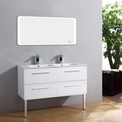 Meuble Salle De Bains 3 Pièces, Kiss L.120 X H.54 X P.50 Cm, Blanc, Kiss