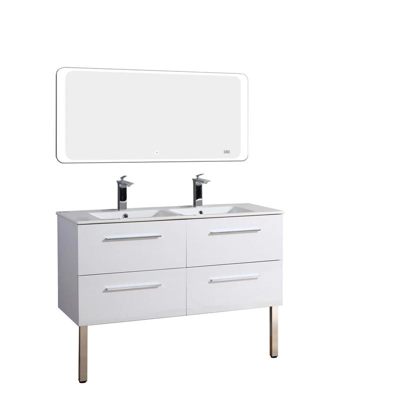 Meuble Salle De Bains 3 Pièces, Kiss L.120 X H.54 X P.50 Cm, Blanc, Kiss 4 Meuble Salle De Bains 3 Pièces, Kiss L.120 X H.54 X P.50 Cm, Blanc, Kiss – Image 4