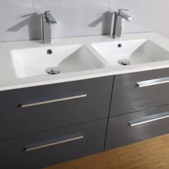 Meuble Salle De Bains 3 Pièces L.120 X H.54 X P.50 Cm, Gris Brillant, Kiss -Salle De Bain Magasin 82101904 3 0 5932858 v 000000000000