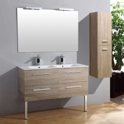 Meuble Salle De Bains 5 Pièces, Kiss L.120 X H.54 X P.50 Cm, Bois Clair, Kiss