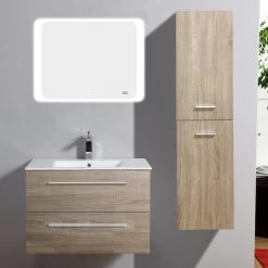 Meuble Salle De Bains 4 Pièces L.80 X H.54 X P.50 Cm, Bois Clair, Kiss All