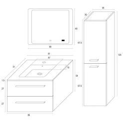 Meuble Salle De Bains 4 Pièces L.80 X H.54 X P.50 Cm, Bois Clair, Kiss All -Salle De Bain Magasin 82101914 5 0 5934203 v 000000000000