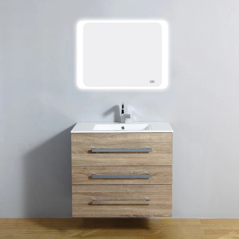 Meuble Salle De Bains 3 Pièces, Senso L.80 X H.68 X P.50 Cm, Bois Clair, Senso 1 Meuble Salle De Bains 3 Pièces, Senso L.80 X H.68 X P.50 Cm, Bois Clair, Senso