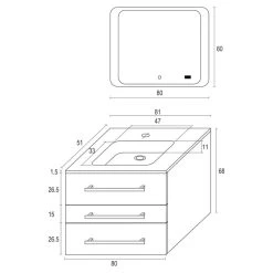 Meuble Salle De Bains 3 Pièces, Senso L.80 X H.68 X P.50 Cm, Bois Clair, Senso 11 Meuble Salle De Bains 3 Pièces, Senso L.80 X H.68 X P.50 Cm, Bois Clair, Senso -Salle De Bain Magasin 82101935 6 0 5935265 v 000000000000