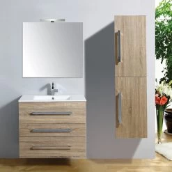 Meuble Salle De Bains 5 Pièces, Senso L.80 X H.68 X P.50 Cm, Bois Clair, Senso