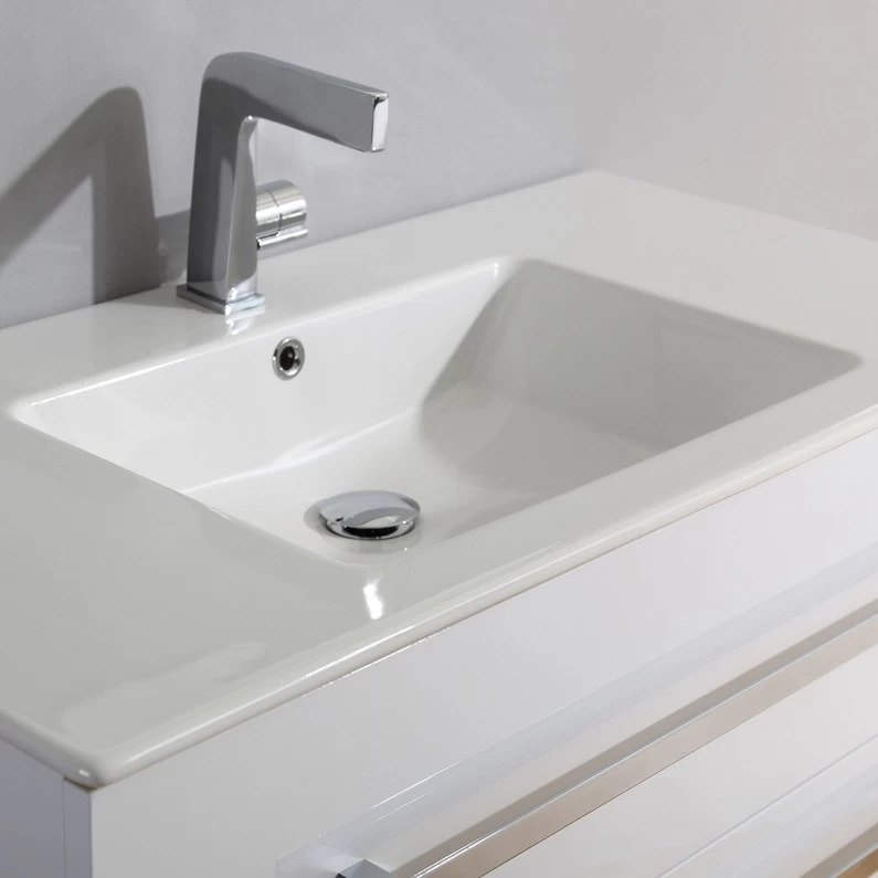 Meuble Salle De Bains 4 Pièces L.100 X H.68 X P.50 Cm, Blanc Brillant, Senso 4 Meuble Salle De Bains 4 Pièces L.100 X H.68 X P.50 Cm, Blanc Brillant, Senso – Image 4