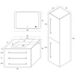 Meuble Salle De Bains 4 Pièces L.100 X H.68 X P.50 Cm, Blanc Brillant, Senso 9 Meuble Salle De Bains 4 Pièces L.100 X H.68 X P.50 Cm, Blanc Brillant, Senso -Salle De Bain Magasin 82101951 6 0 5938530 v 000000000000