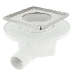 Siphon PVC + Cadre + Grille Inox 15 X 15, Sortie Horizontale, NICOLL