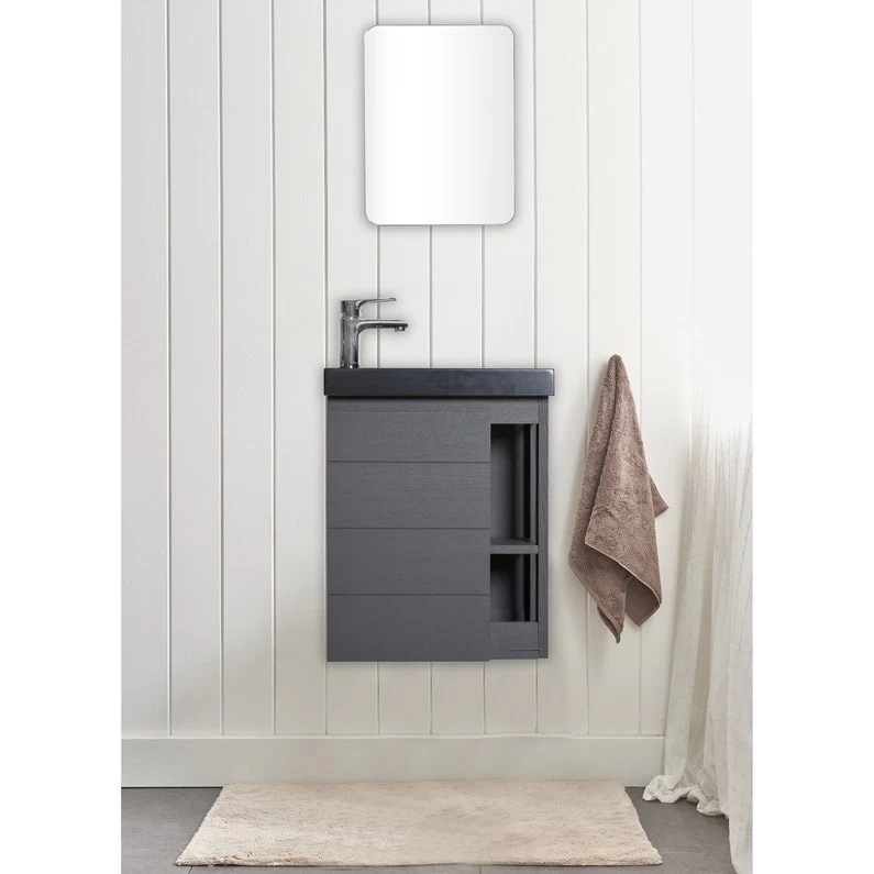 Meuble Lave-mains, Fairway L.40 X H.48 X P.23 Cm, Taupe Foncé, Fairway 1 Meuble Lave-mains, Fairway L.40 X H.48 X P.23 Cm, Taupe Foncé, Fairway